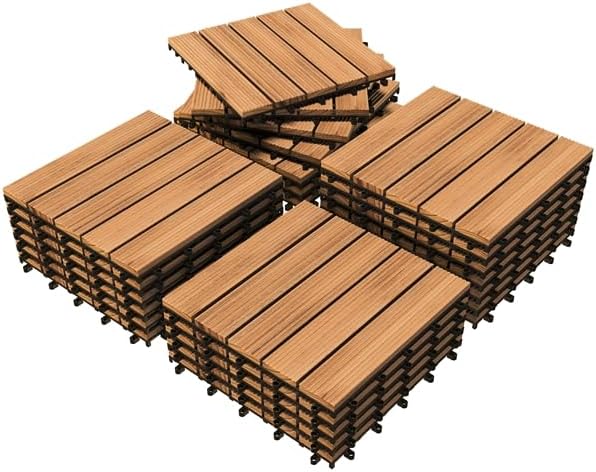 Yaheetech 27PCS Interlocking Deck Tiles Outdoor Patio Floor, Natural Wood