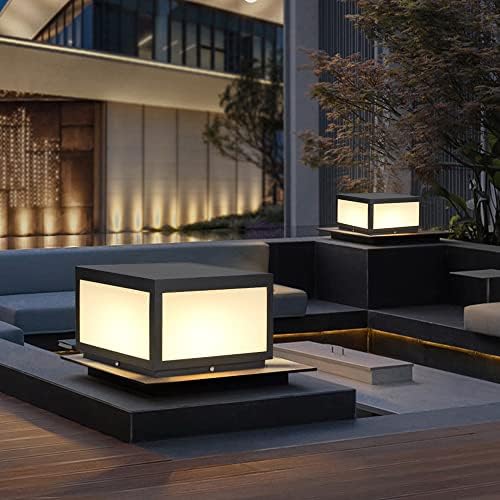 Outdoor Modern Stainless Steel Post Light, LED Fence Deck Cap Light Lantern C...
