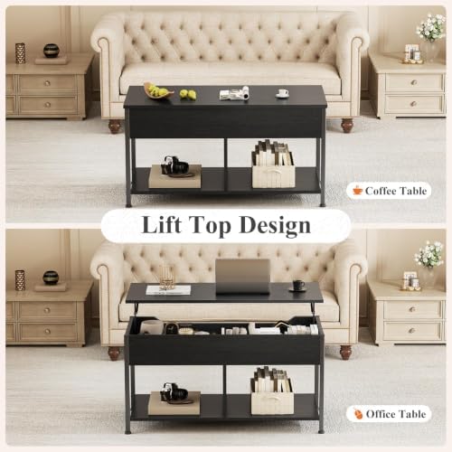 DUMOS Coffee Table, Wood Lift Top Coffee Table for Living Room Home