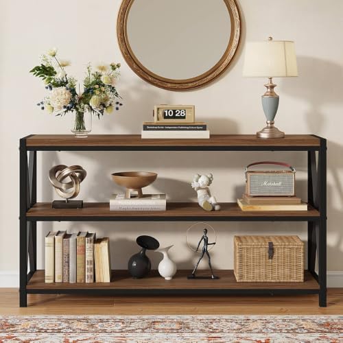 FATORRI Console Table for Entryway, 55 Inch Modern Entry Table with 3 Tier Sh...