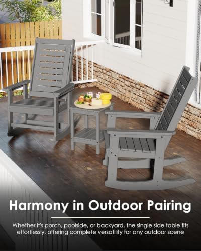 GREENVINES Outdoor Side Table, HDPE 2-Tier Adirondack Tables, Gray