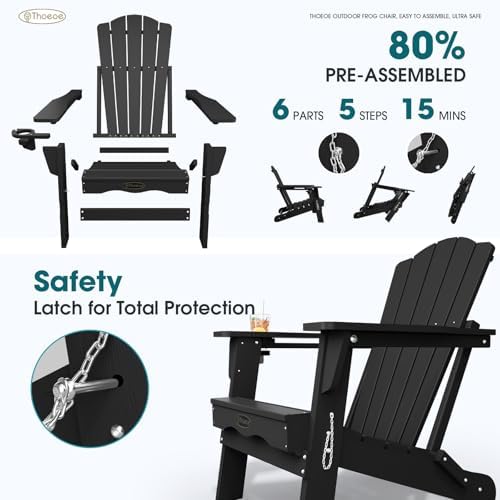 THOEOE Folding Adirondack Chair, HDPE All-Weather Outdoor Chair