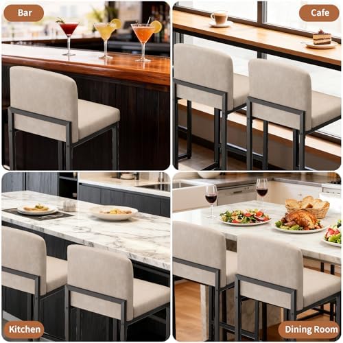GarveeHome Bar Stools Set of 2, Modern Counter Height Bar Stools with Back an...