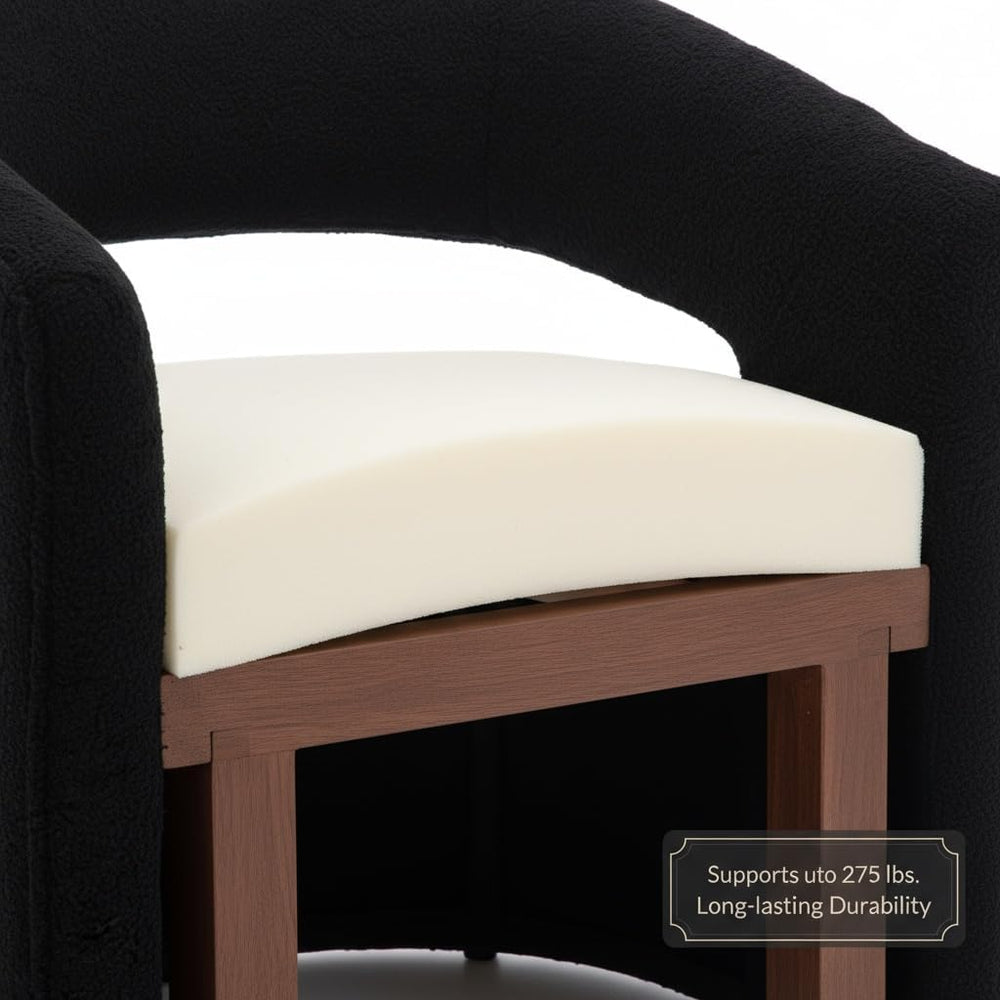LukeAlon Sherpa Dining Chairs Set of 4, Modern 360° Swivel Kitchen Chairs wit...
