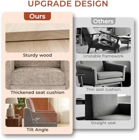TLSUNNY Accent Chair, Mid Century Modern Living Room Chairs