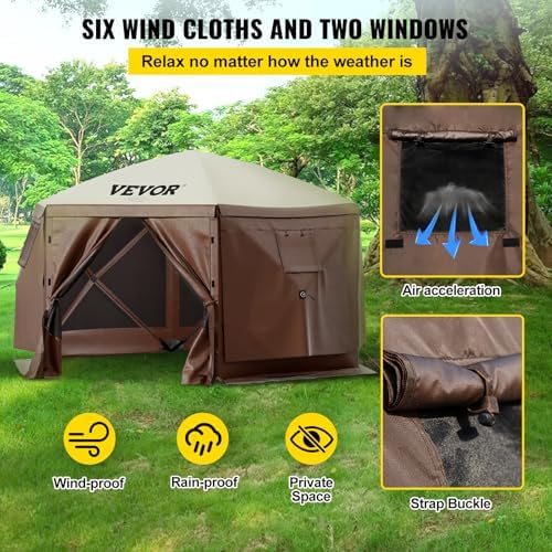VEVOR Pop Up Gazebo Screen Tent, Pop-Up Instant Gazebo Tents with Mosquito Ne...