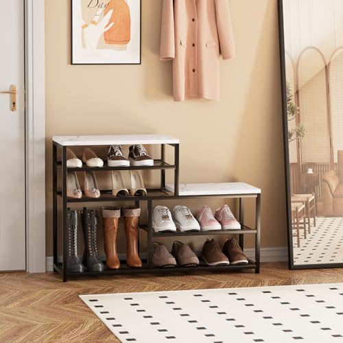 Shoe Rack Bench for Entryway,Free Standing Shoe Storage Organizer for Front D...