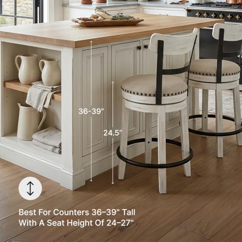 Signature Design by Ashley Valebeck Swivel Counter Height Bar Stool, White