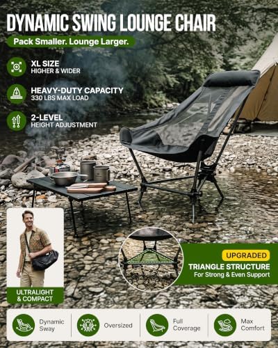 KingCamp Portable Hammock Camping Chair, Lightweight High Back Camp Chairs