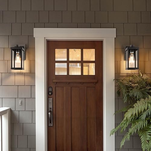 mirrea 11" Classic Outdoor Wall Sconce 1 Light in Matte Black Rectangula...