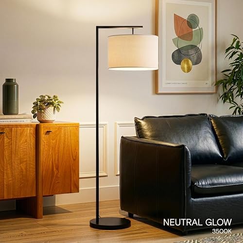 Brightech Montage Modern Floor Lamp - LED Standing Lamp with Tan Shade for Li...