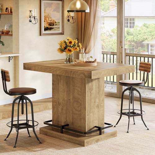 Tribesigns 47" Bar Table, Industrial Bistro Pub Table with Metal Footres...