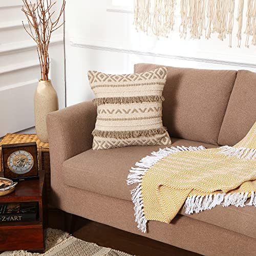 · REDEARTH · Textured Handwoven Throw Pillow Cases Geometric Craft Taupe