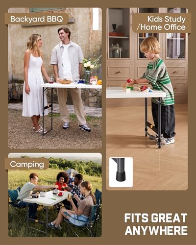 FanttikOutdoor Folding Table 4 Foot Quick Adjust Portable Plastic 4 Heights