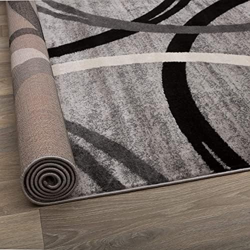 Rugshop Wavy Circles Fade-Resistant Living Room Area Rug Gray 12' x 15'