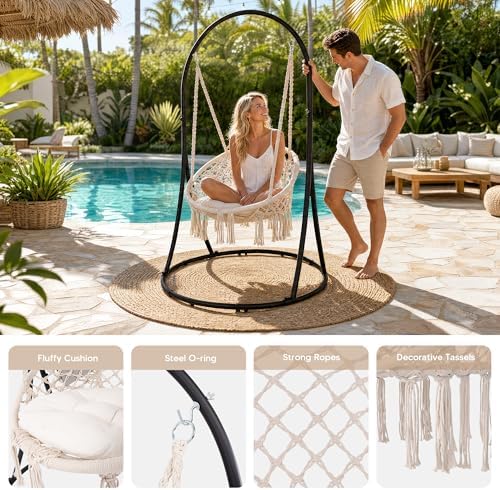 SUNCREAT Hammock Chair with Stand Included, Heavy Duty Hanging Chair with Sta...
