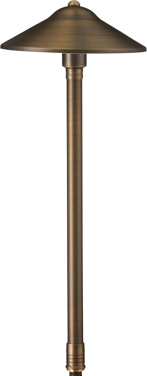 VOLT Max Spread 12V Solid Brass Path Light (25" Tall, 9" Shade), Br...