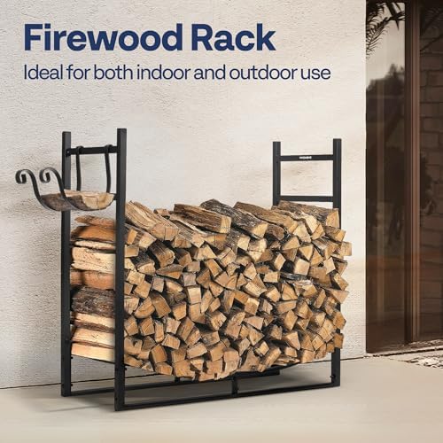 VIVOHOME 3ft Heavy Duty Indoor Outdoor Firewood Storage Log Rack with Kindlin...