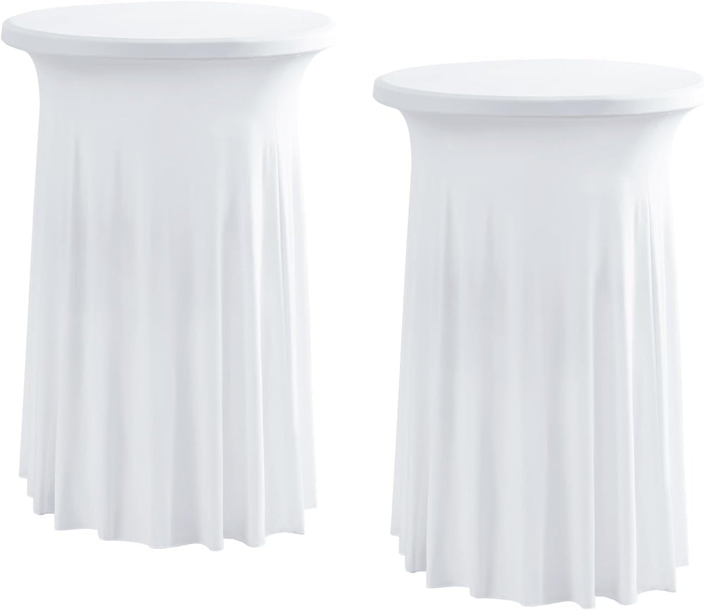 Rakila 2 Pack Round 43 x 24 Inch Spandex Cocktail Tablecloth with Wavy Skirt ...