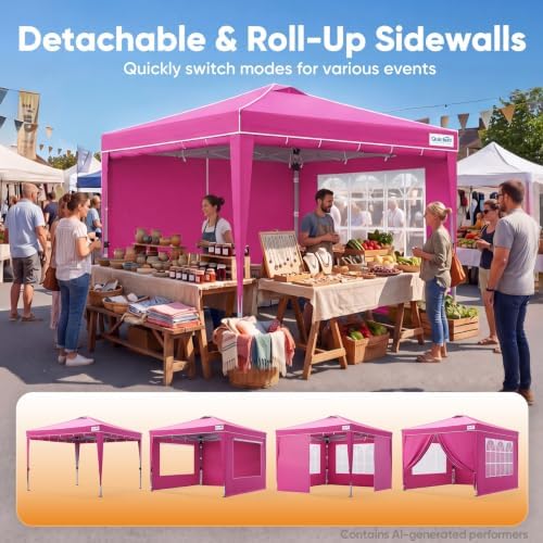 Quictent Pop up Canopy Tent 10'x10' with 4 Detachable Window Sidewalls