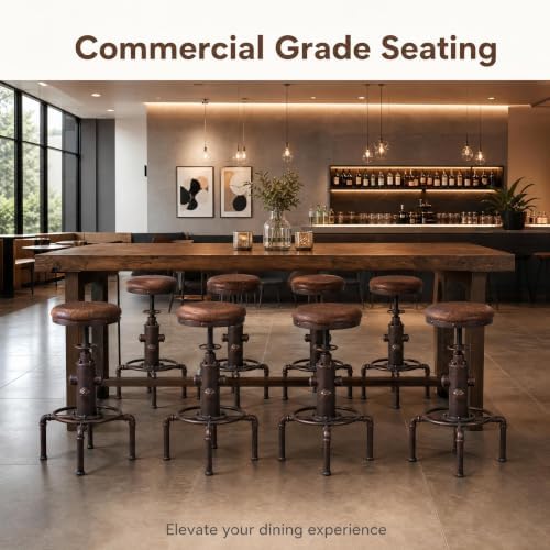 Topower Antique Vintage Industrial Barstool PU Leather Water Pipe Fire Hydran...