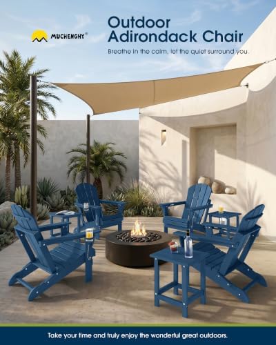 MUCHENGHY Folding Adirondack Chairs Set 4, HDPE for Fire Pit, Navy Blue (Set ...