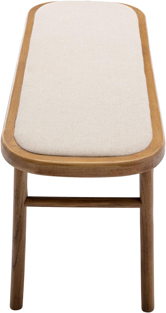 Kmax Upholstered Bench Fabric Entryway Bench Rustic Solid Wood 45 Inch for Li...