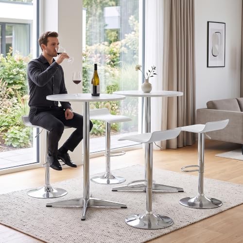 NOBPEINT Modern Round Pub Tables Bar Tables with Metal Cross Base, Wooden Coc...
