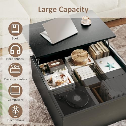 HUAHUU Lift Top Coffee Table, 31.5" Square Coffee Tables with Storage, C...