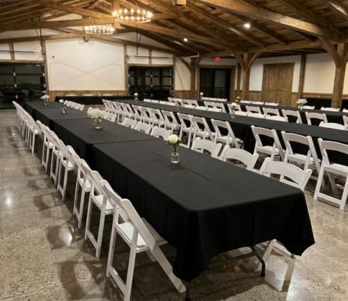 8 Pack Black Tablecloth 60 x 102 Inch Polyester Table Cloth for 6 Foot Rectan...