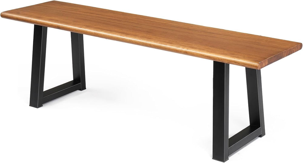VINGLI Outdoor Bench with Metal Legs Rustic, Wood Dining Bench Indoor Outdoor...