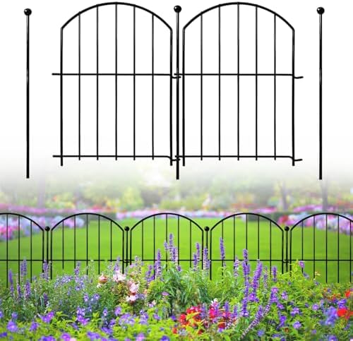 Decorative Garden Fence 17in(H)x13in(W), 26 Pack Rustproof Metal No Dig Fence...