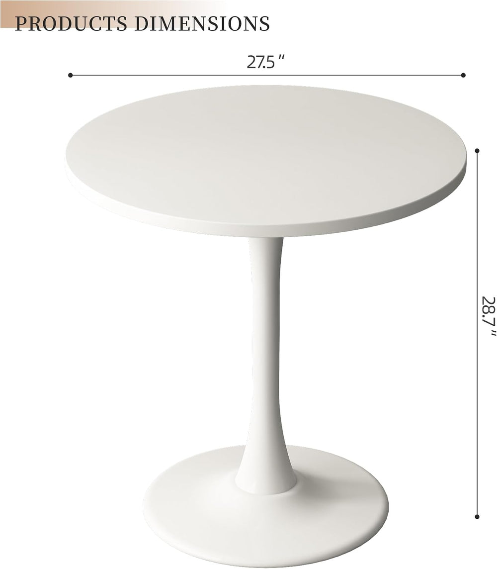Round Dining Table 27.5" Circle Tulip Table for 4 People,White