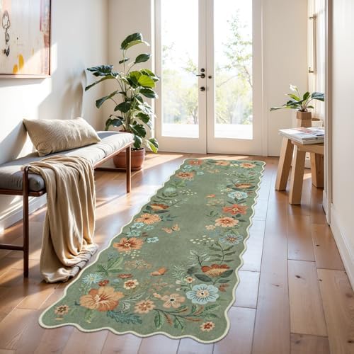 Lahome Floral Runners for Hallways Non Slip, 2X6 Washable Kitchen Runner