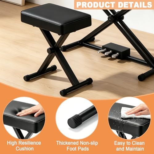 Keyboard Bench Adjustable Piano Stool - Extra Comfortable Piano Bench with Hi...
