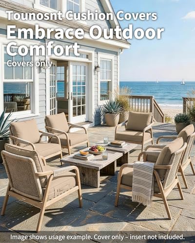 Thick Outdoor Back&Seat Cushion Covers 19×19×3in 12Pcs for Patio Furnitur...