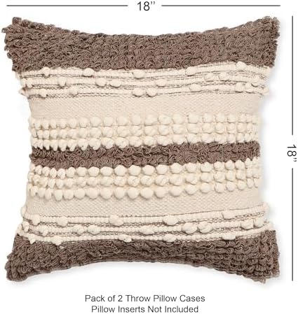 · REDEARTH · Boho Textured Handwoven Throw Pillow Cases - Boho Glam Taupe