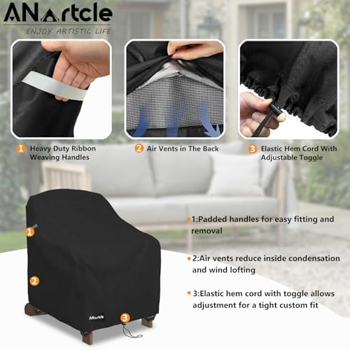 ANartcle Patio Adirondack Chair Cover 2 Pack,600D Waterproof Heavy Duty Outdo...