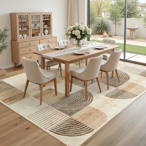 8x10 Area Rugs Washable Living Room Rug - Non-Slip Carpets Modern Rug