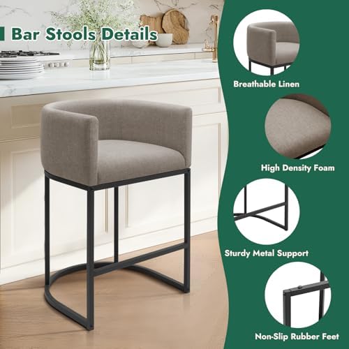 Counter Height Bar Stools Set of 2, 24 Inch Seat Height Barstools for Dining ...