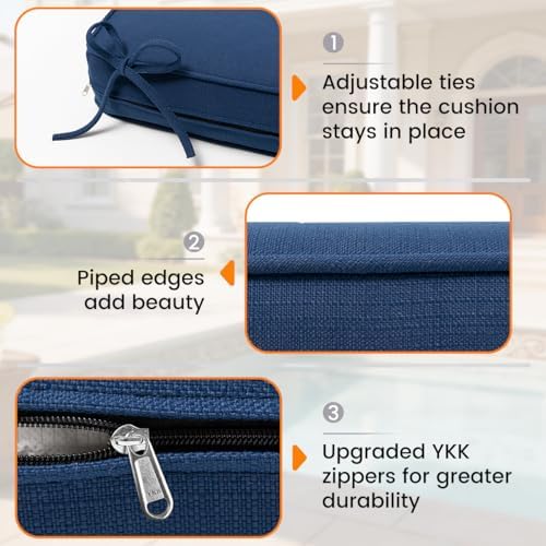 6 Inch Thick Olefin Deep Seat Cushion, Patio Cushion Dark Blue 25.5x25.5