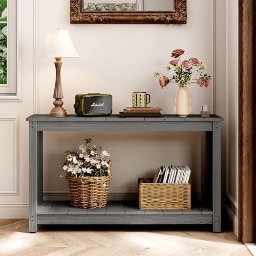 Outdoor Console Table, 48" Weather Resistant HIPS Patio Side Table