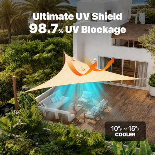 ColourTree Super Ring 16' x 16' x 16' Green Triangle Sun Shade Sa...