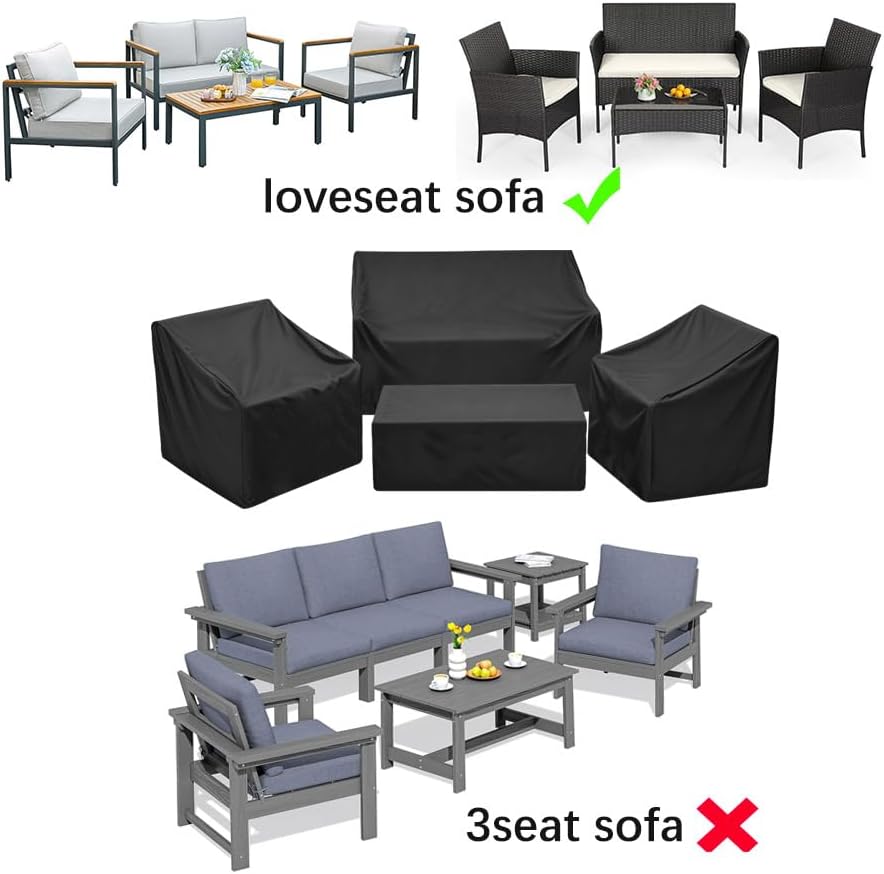 420D Patio Furniture Covers 4 Piece Set, Waterproof & UV Resistant Outdoo...