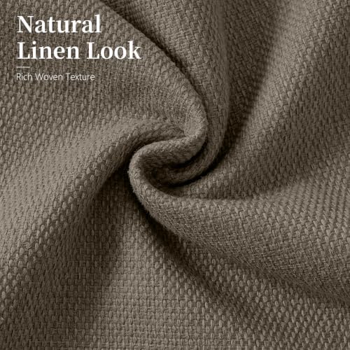 Natural Linen Look Throw Pillow Covers 18x18 Inch Set of 4, Textured Woven De...