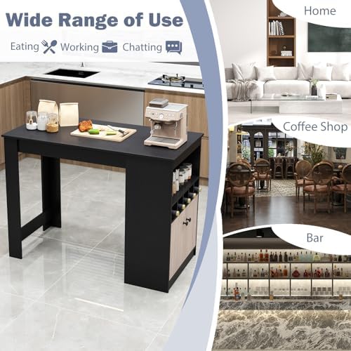 Giantex 48" Dining Table, Counter Height Bar Table with Storage Cabinet,...