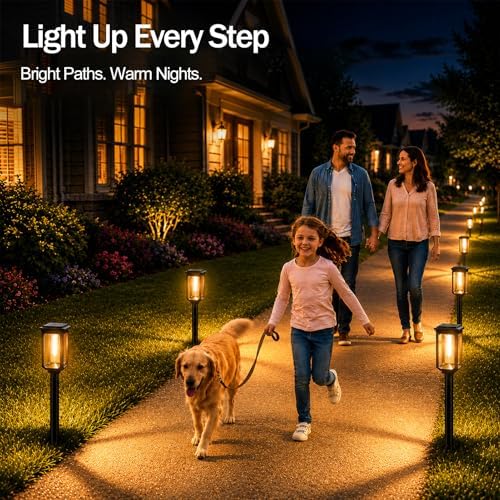 Tenmiro Solar Pathway Lights Outdoor 8 Pack, Bright Solar Garden Lights