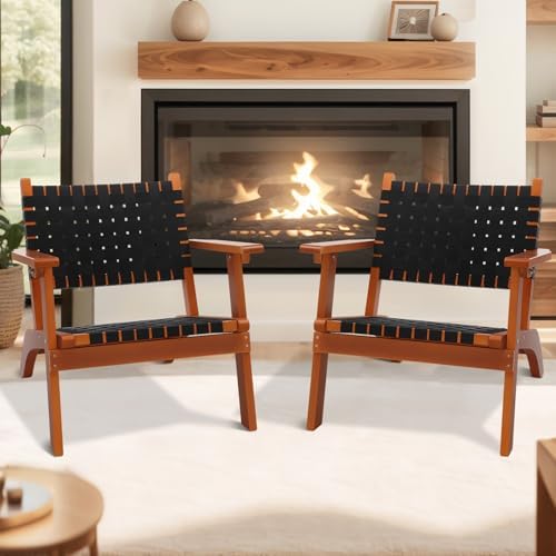 VINGLI Outdoor Armchair, Wooden Adirondack Chair All-Weather Wooden Patio Cha...