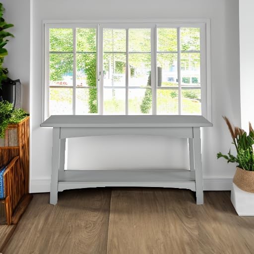 Alaterre Furniture Craftsbury Entryway Bench with Storage Shelf, Gray, 36”