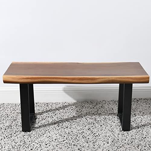 Solid Wood Bench Live Edge 39"x13"x18"H Rectangle Wooden Entry...